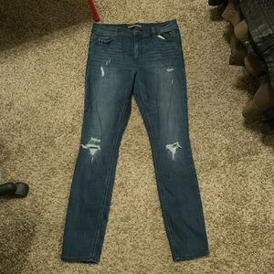 High waisted jean leggings destroyed